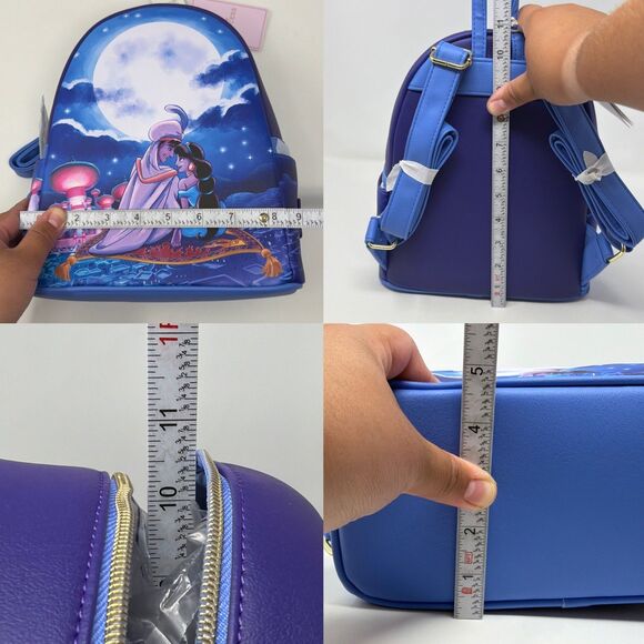 Disney Loungefly Aladdin Jasmine Moonlight Magic Carpet Mini Backpack NWT Purple main image 8